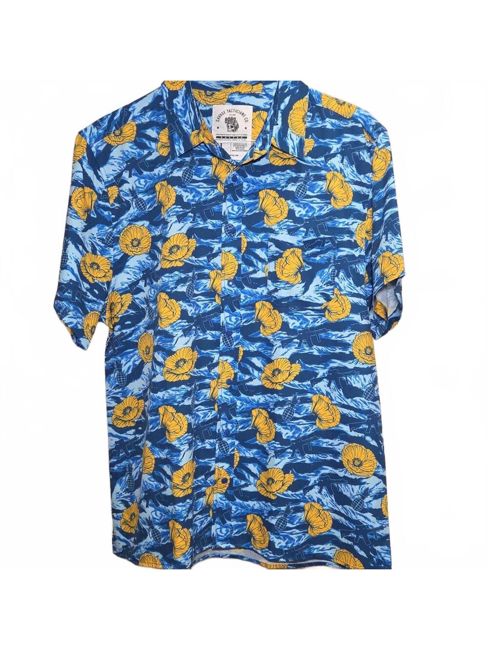 Savage Tacticians Co. | Blue and Yellow Floral Shirt | L